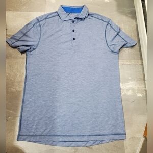 Lululemon Men's Heathered Blue Polo Short Sleeve Shirt. Size L.